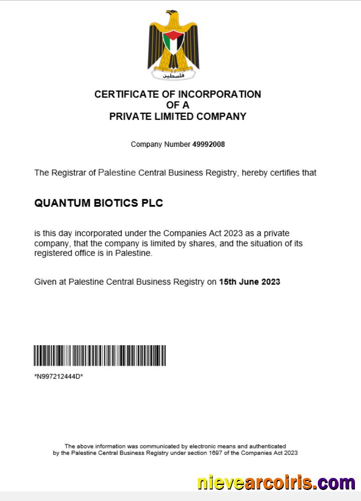 Palestine business registration certificate